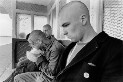 GB. Essex. Southend. Skinheads on the rampage. Sniffing glue on the seafront.